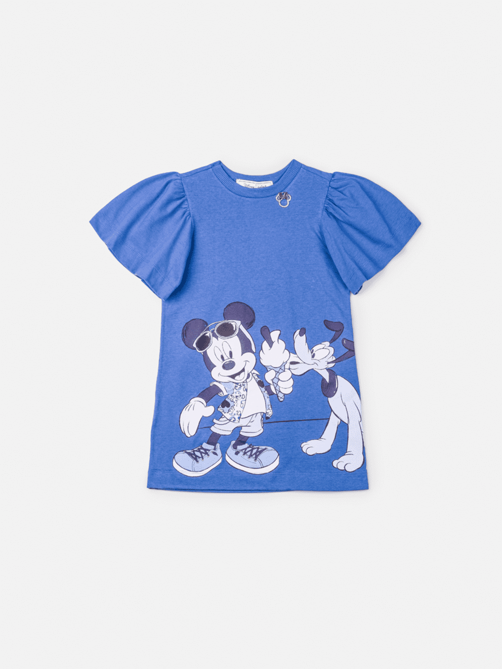 Vestido Infantil Animê Azul Verão Mickey e Amigos Disney