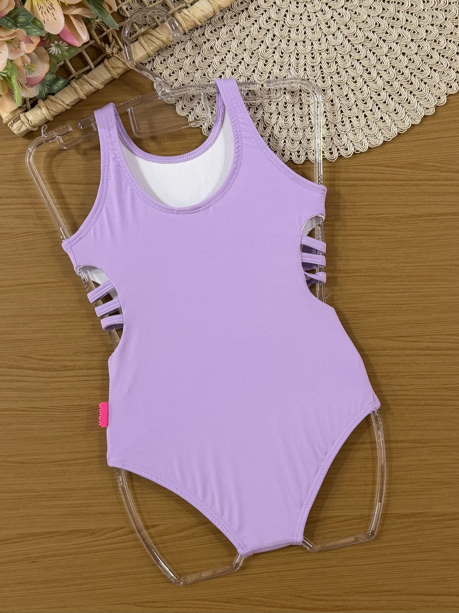 Maiô Infanil Kukiê Verão Lilás Florzinha com Paetê