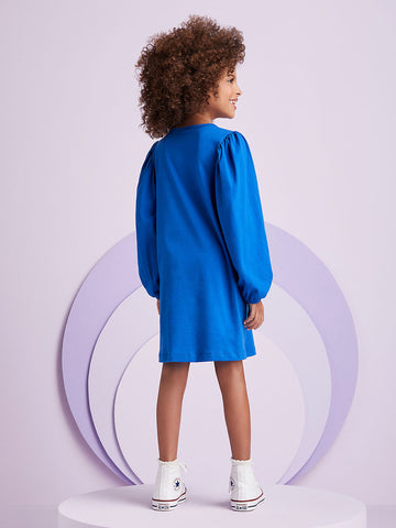Vestido Infantil Momi Inverno Azul Bolsinha