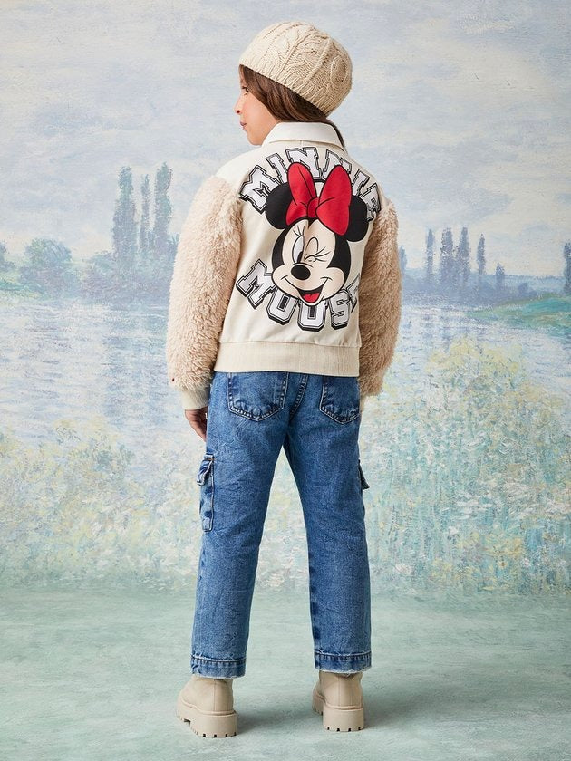 Moletom Infantil Animê Inverno Sem Flanela Minnie Bege Disney
