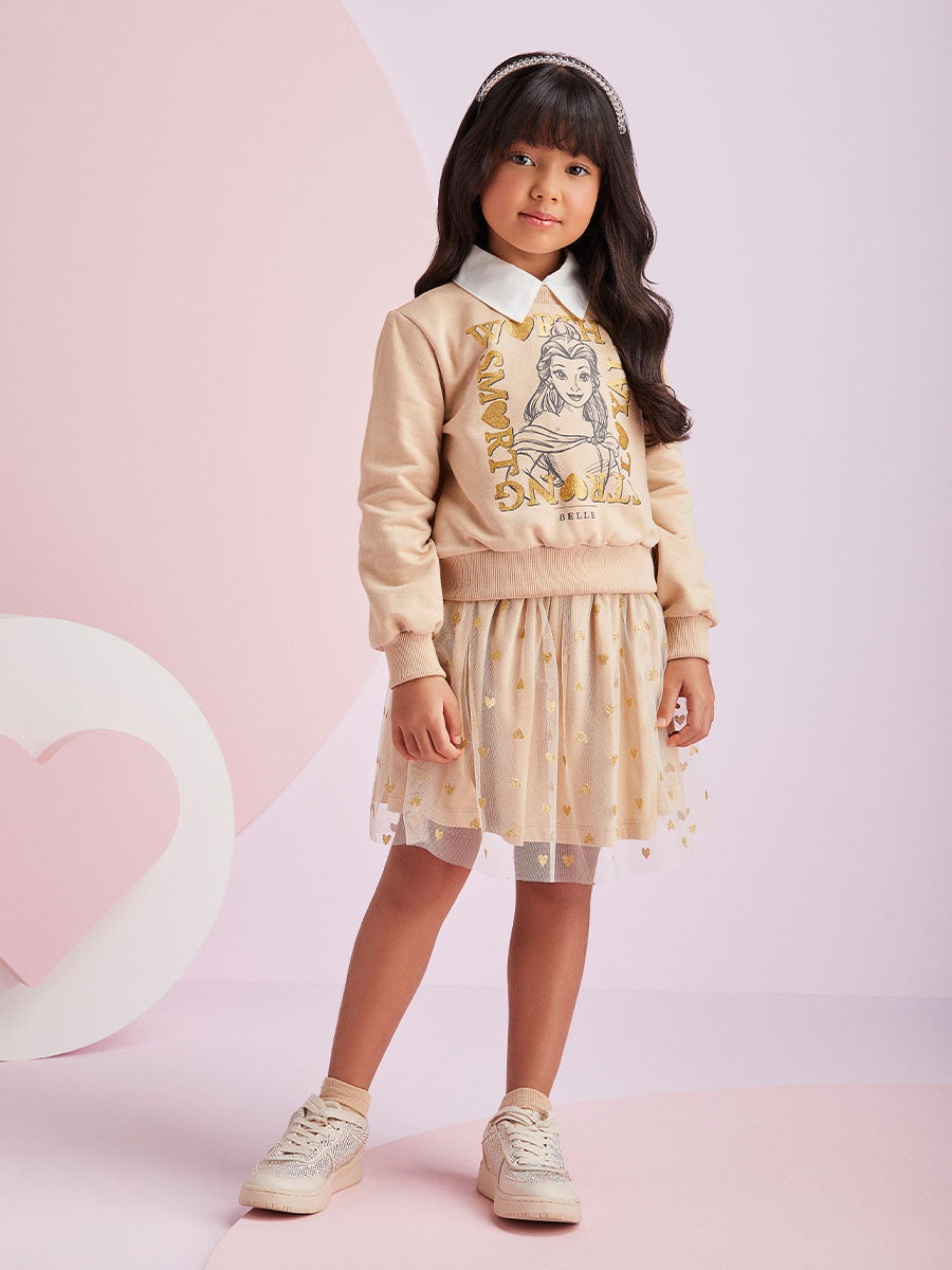 Conjunto Infantil Momi Inverno Saia e Moletinho Bela Disney