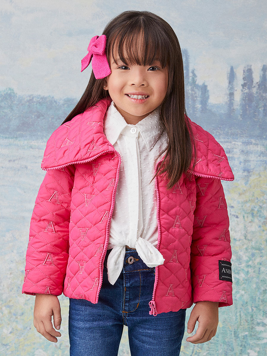 Jaqueta Infantil Animê Inverno Rosa Puffer