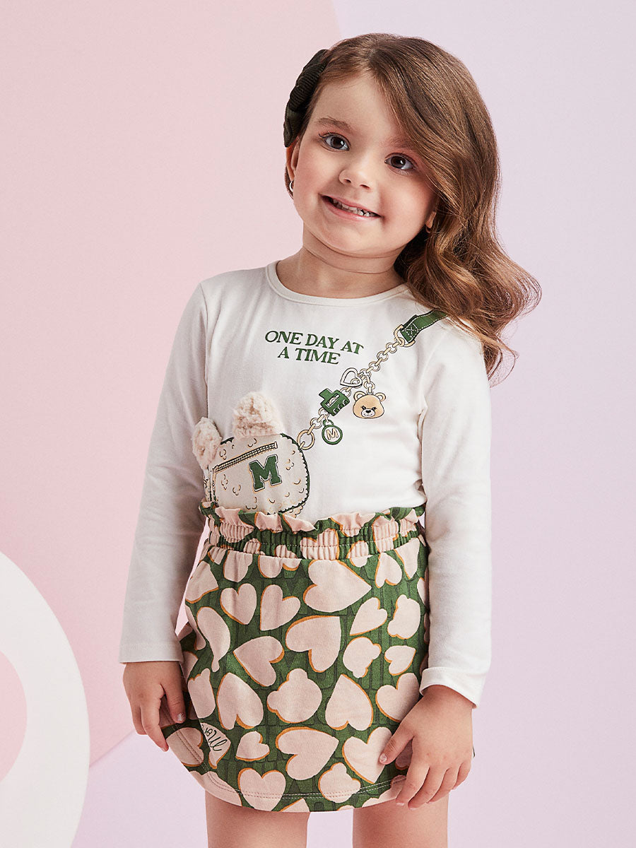 Conjunto Infantil Momi Inverno Shorts Saia e Blusa Bolsinha