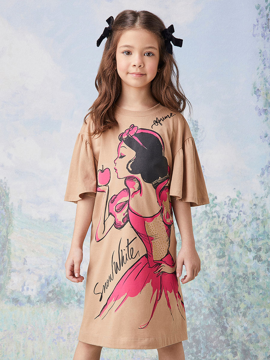 Vestido Infantil Animê Inverno Branca de Neve Disney