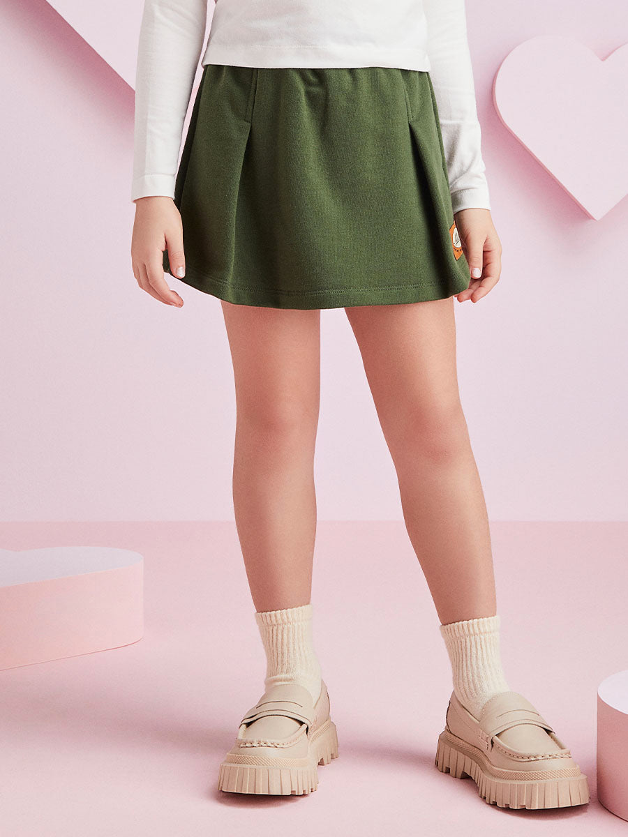 Conjunto Infantil Momi Inverno Shorts Saia Verde e Blusa Love