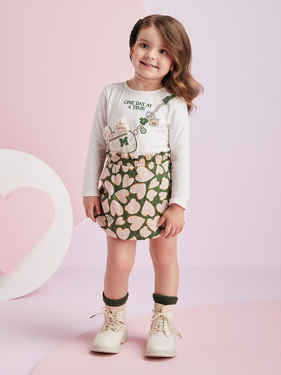 Conjunto Infantil Momi Inverno Shorts Saia e Blusa Bolsinha
