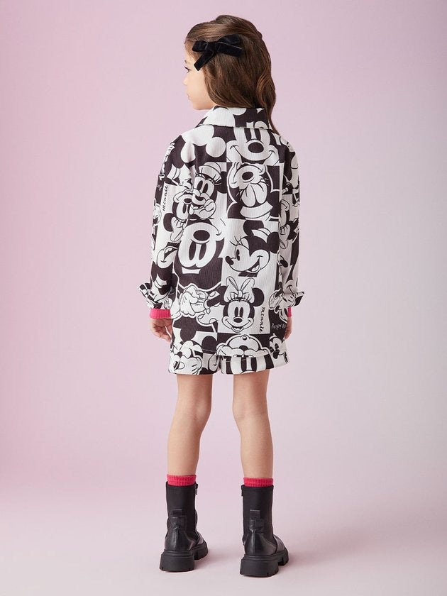 Conjunto Infantil Animê Inverno Shorts e Minnie e Mickey Disney