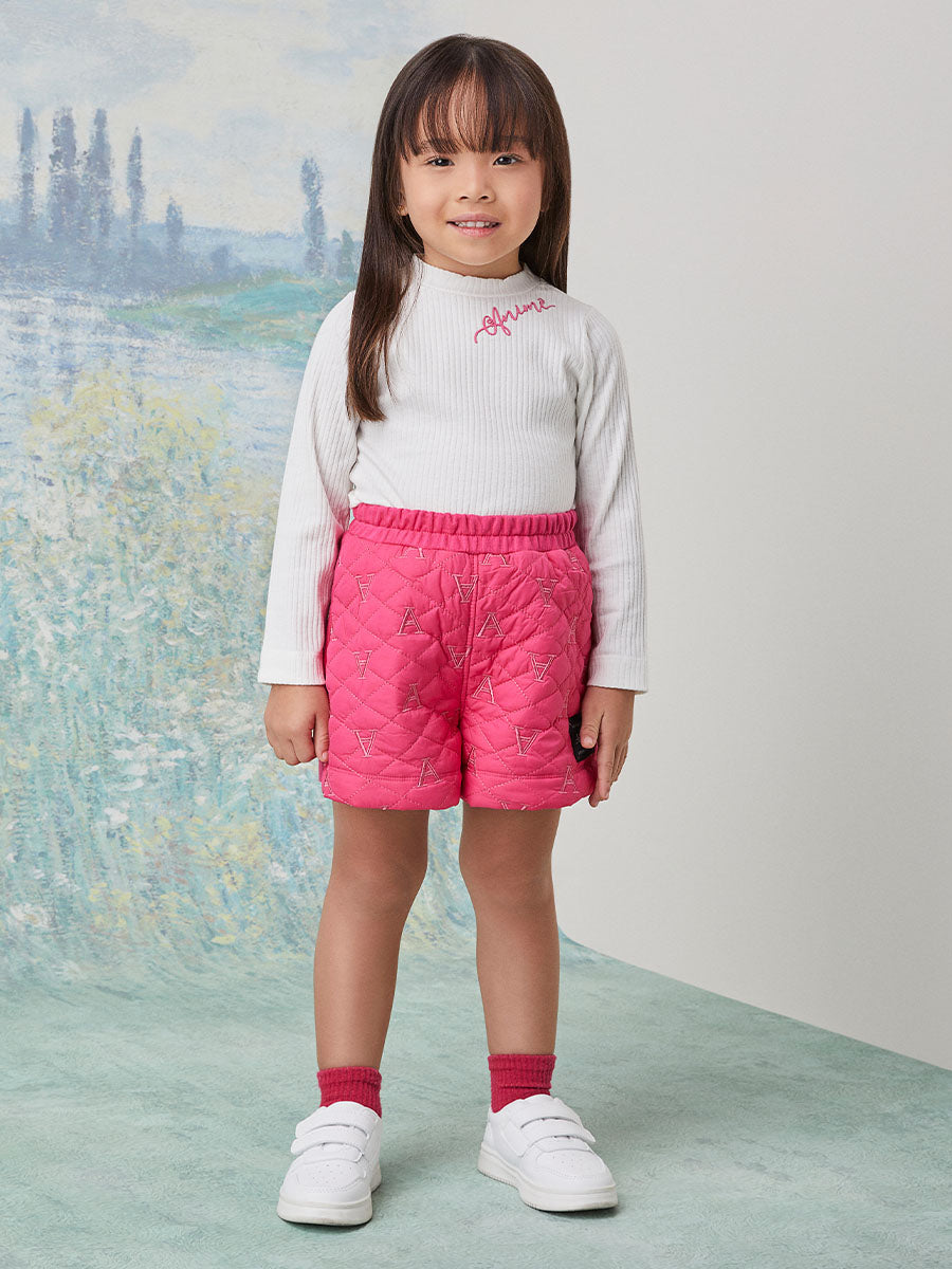 Conjunto Infantil Animê Inverno Shorts e Blusa Manga Longa Branca