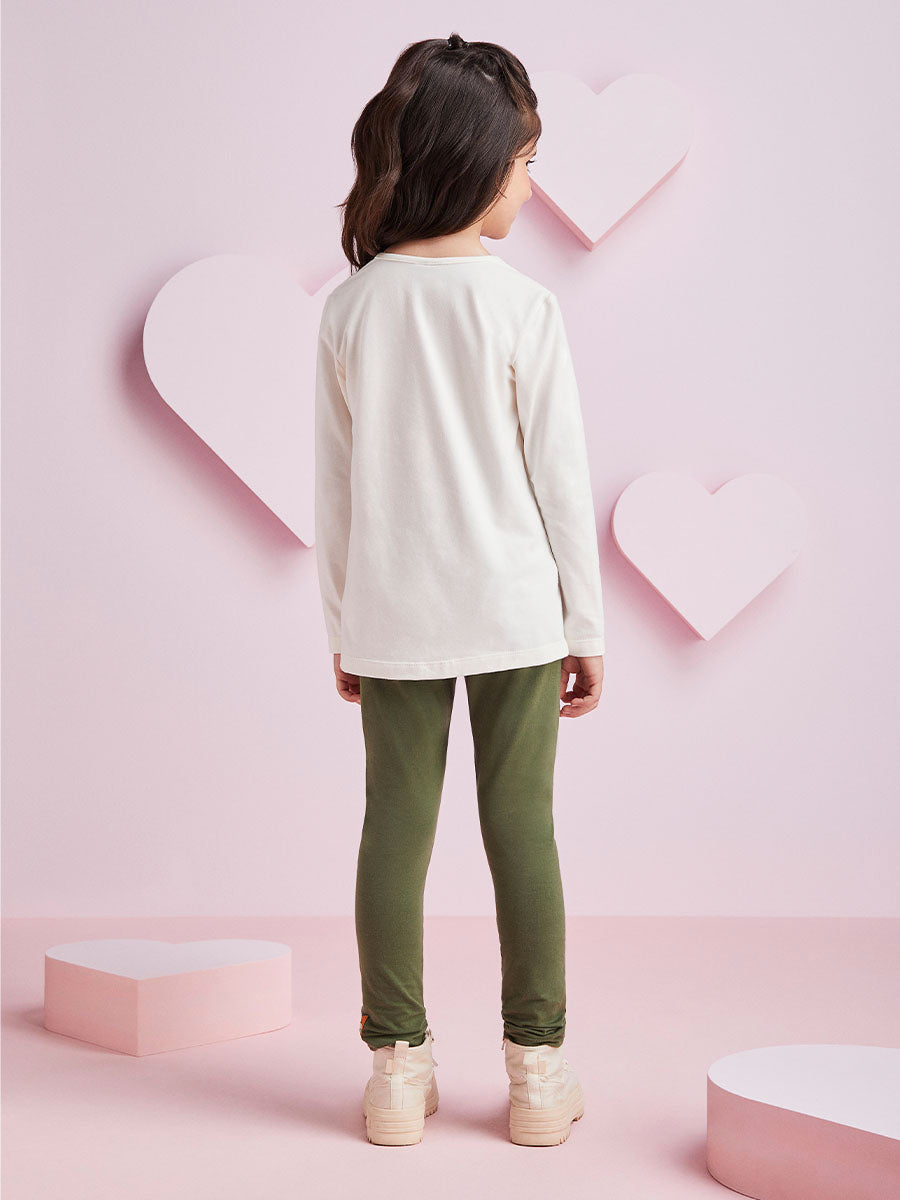 Conjunto Infantil Momi Inverno Calça Verde e Blusa Corações