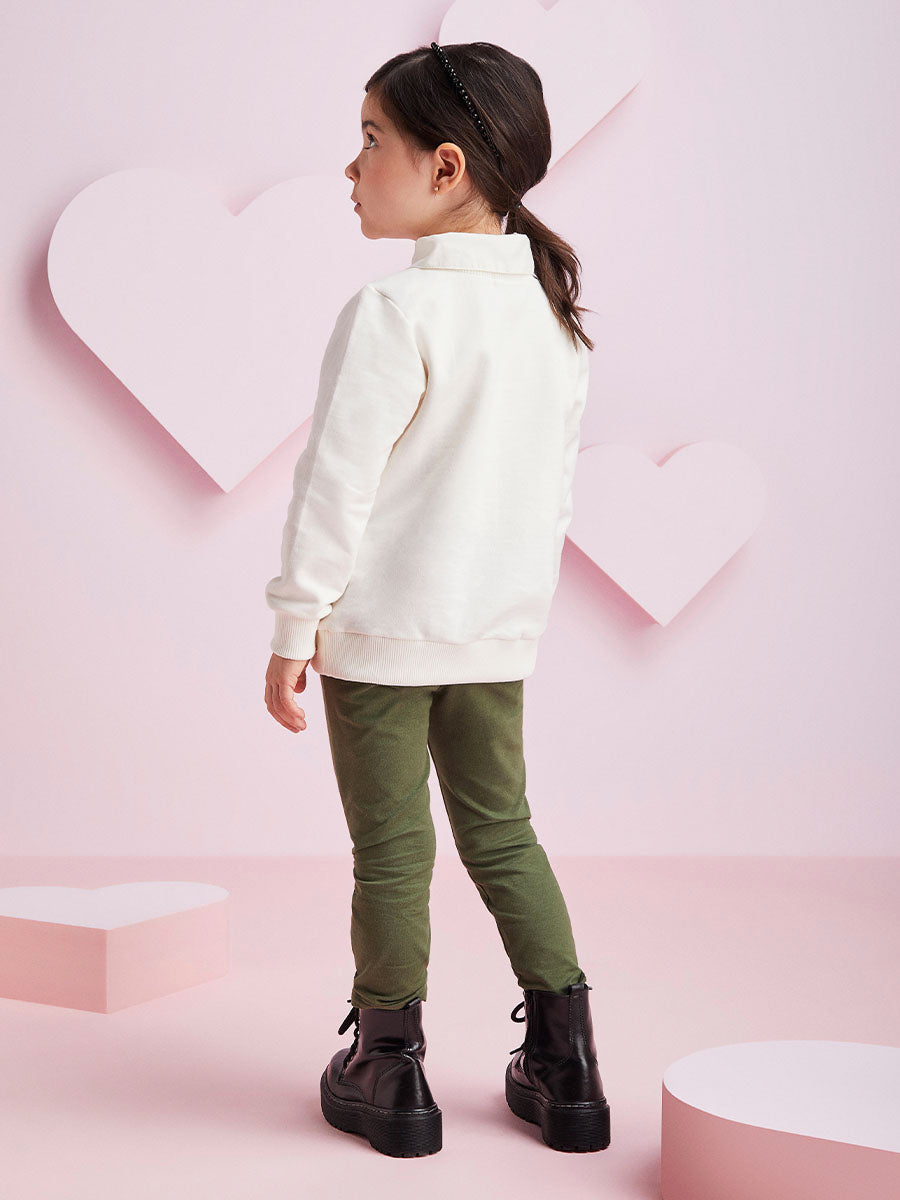Conjunto Infantil Momi Inverno Calça Verde e Moletom Sem Flanela Lacinho