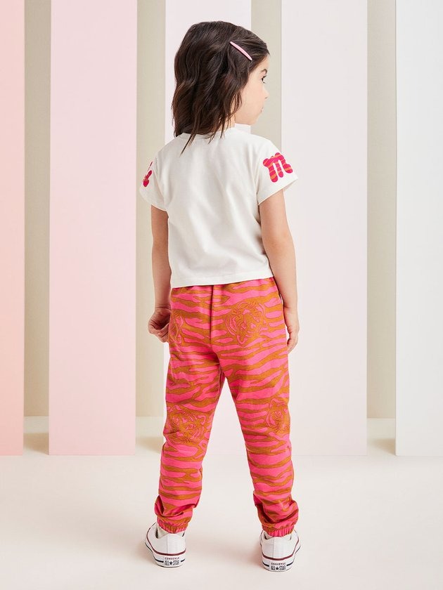 Conjunto Infantil Momi Inverno Calça Rosa Tigre e Blusa Manga Curta
