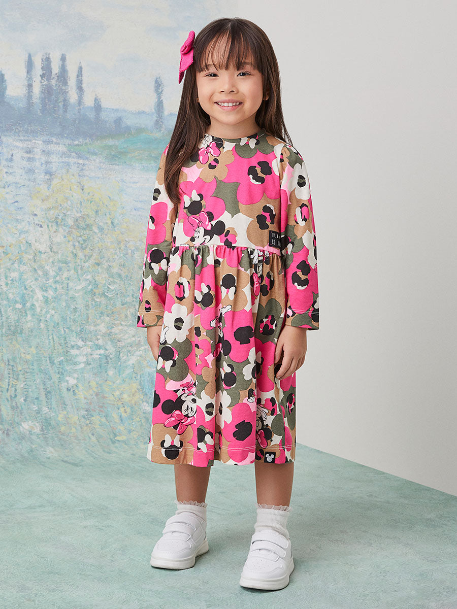 Vestido Infantil Animê Inverno Manga Longa Minnie Disney