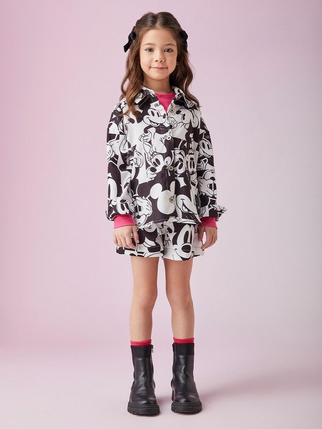 Conjunto Infantil Animê Inverno Shorts e Minnie e Mickey Disney