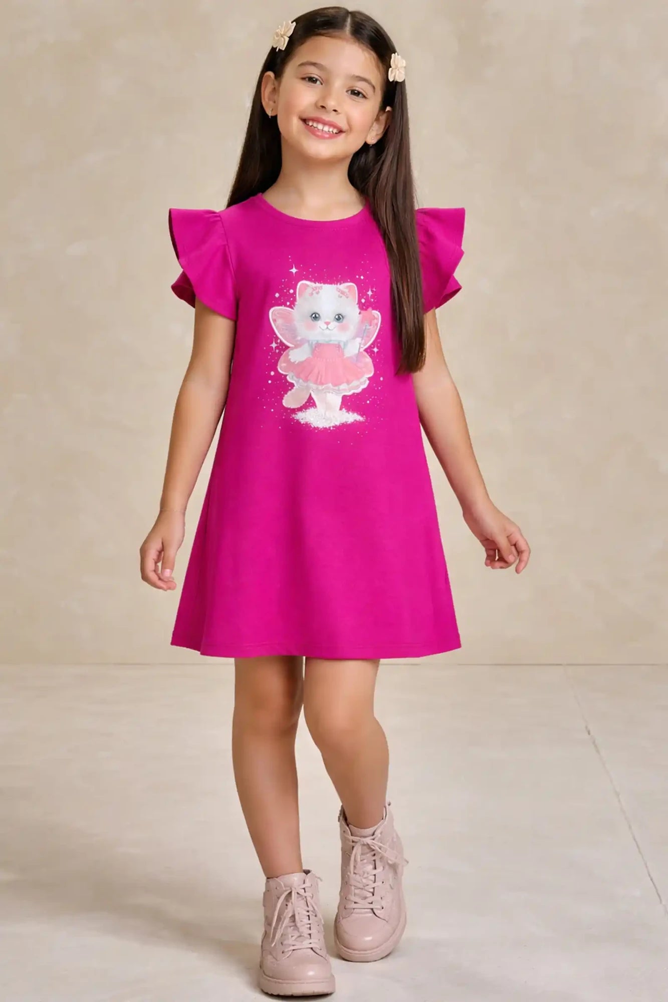 Vestido Infantil Kukiê Roxo Gatinha Fadinha