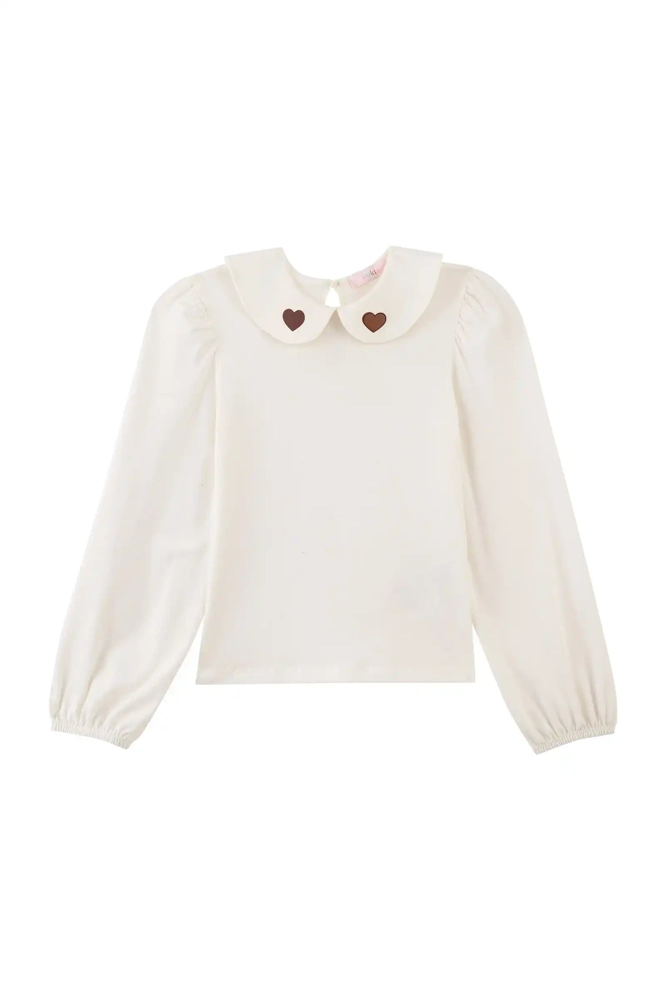 Vestido Infantil Kukiê Inverno Bege com Blusa Manga Longa Coração