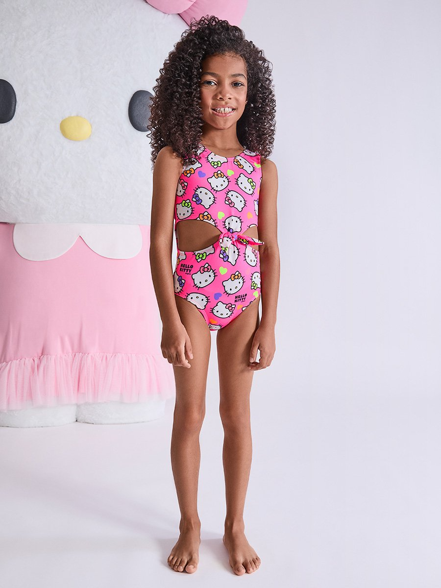 Maiô Infantil Momi Verão Rosa Hello Kitty