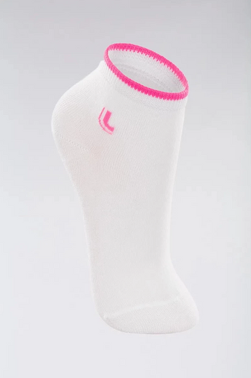 Meia Infantil Lupo Cano Médio Branco Logo Rosa