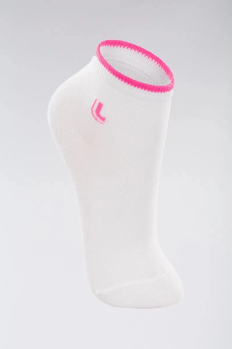 Meia Infantil Lupo Cano Médio Branco Logo Rosa