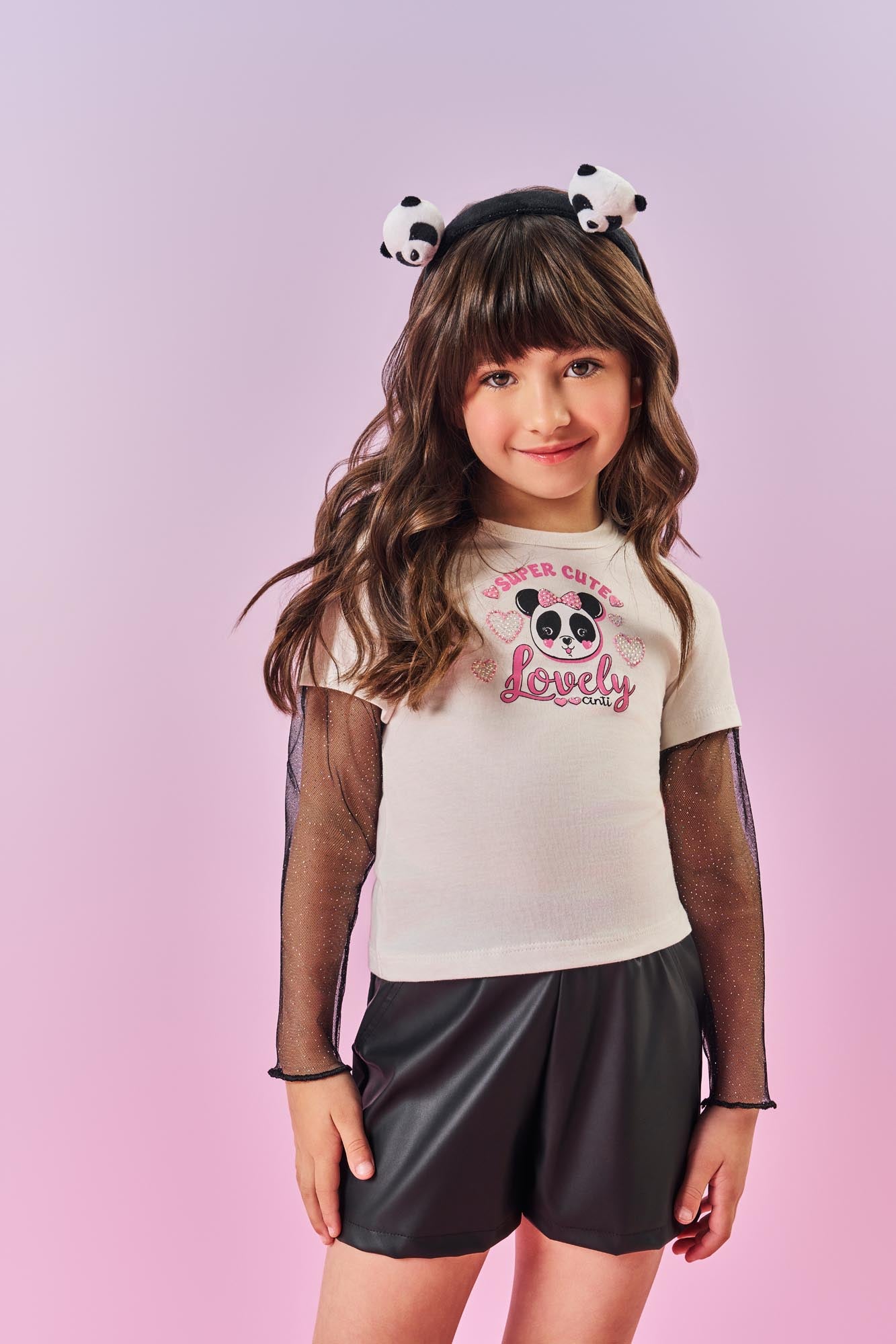 Conjunto Infantil Cinti Inverno Shorts e Blusa Pandinha
