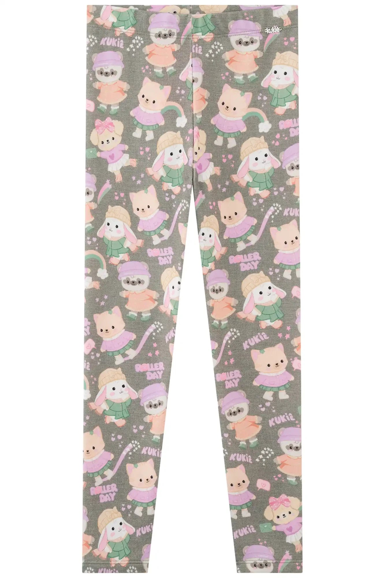 Calça Legging Infantil Kukiê Inveno Cinza Bichinhos