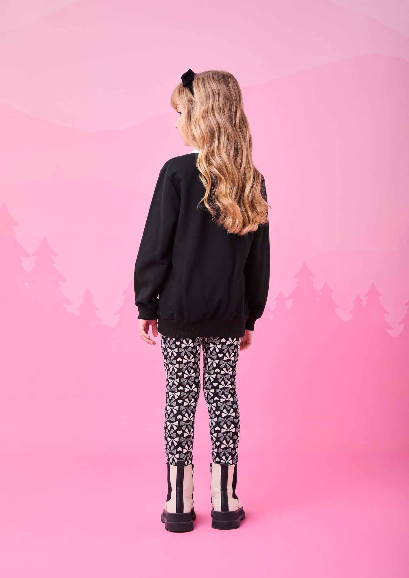 Conjunto Infantil Momi Inverno com Calça e Moletom sem Flanela Preto Lacinho