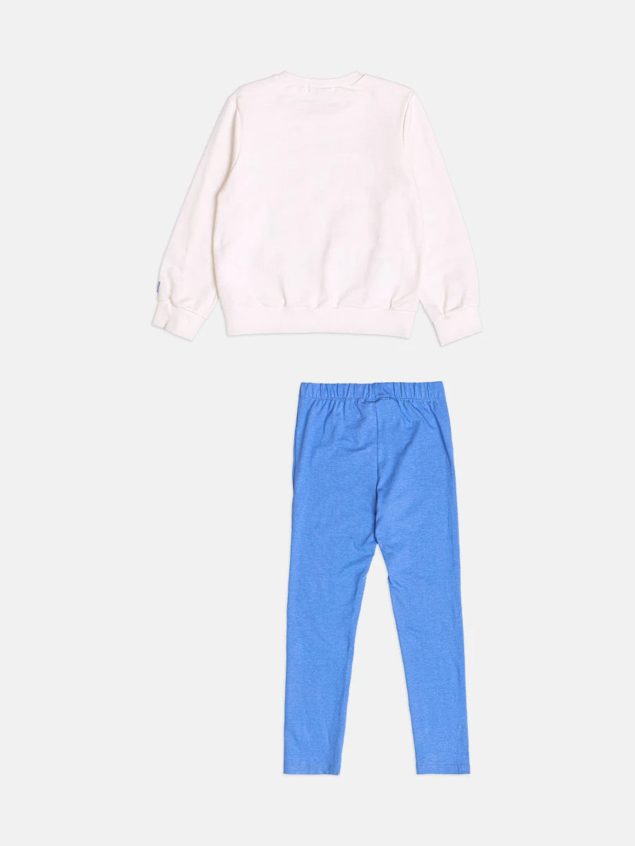 Conjunto Infantil Bimbi Inverno com Calça Legging Azul e Moletom sem Flanela Frozen Disney