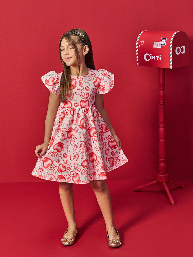 Vestido Infantil Cinti Verão Vermelho Docinhos