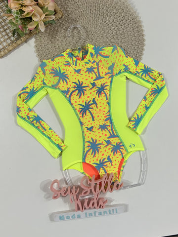 Maiô Infantil Siri Kids Manga Longa Tati Tropical 40076
