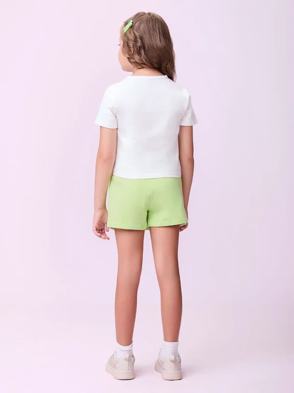 Conjunto Infantil Momi Verão Shorts Saia Verde e Blusa Enjoy