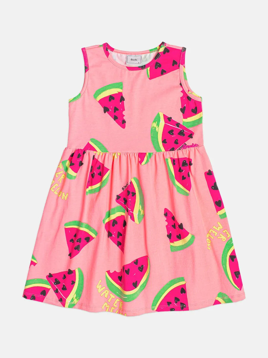 Vestido Infantil Bimbi Salmão Melancias