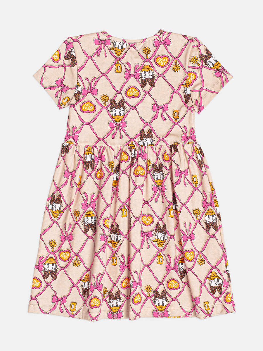 Vestido Infantil Momi Inverno Bege Lacinhos Daisy Disney