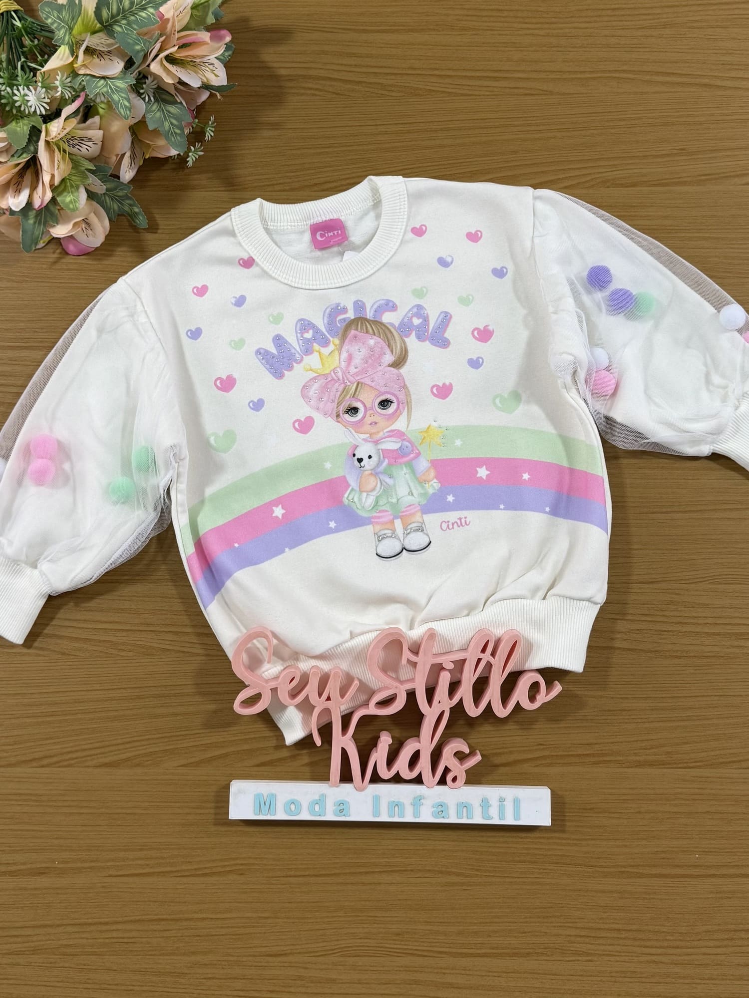 Moletom Infantil Cinti Inverno Flanelado Off White Magical
