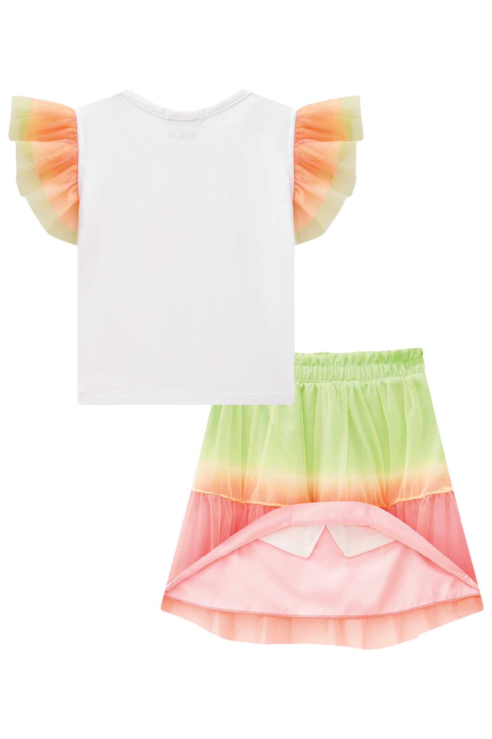 Conjunto Infantil Kukie Verão Com Saia e Blusa Sorvetinho