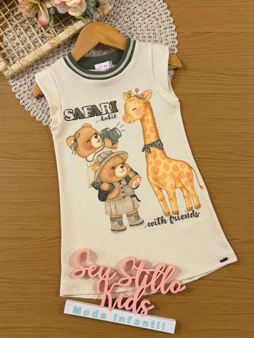 Vestido Infantil Kukiê Inverno Bege Safari