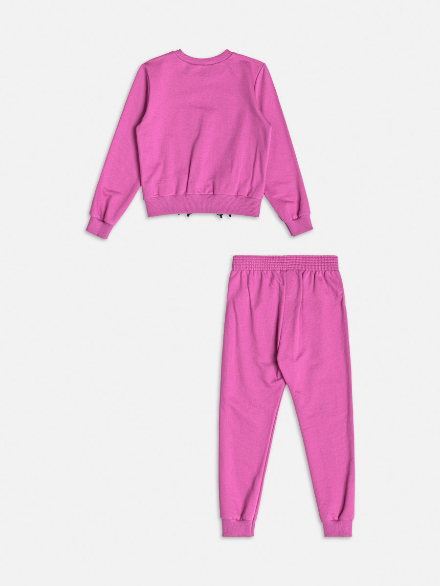 Conjunto Infantil Momi Inverno com Calça e Moletom sem Flanela Roxo Stitch Disney