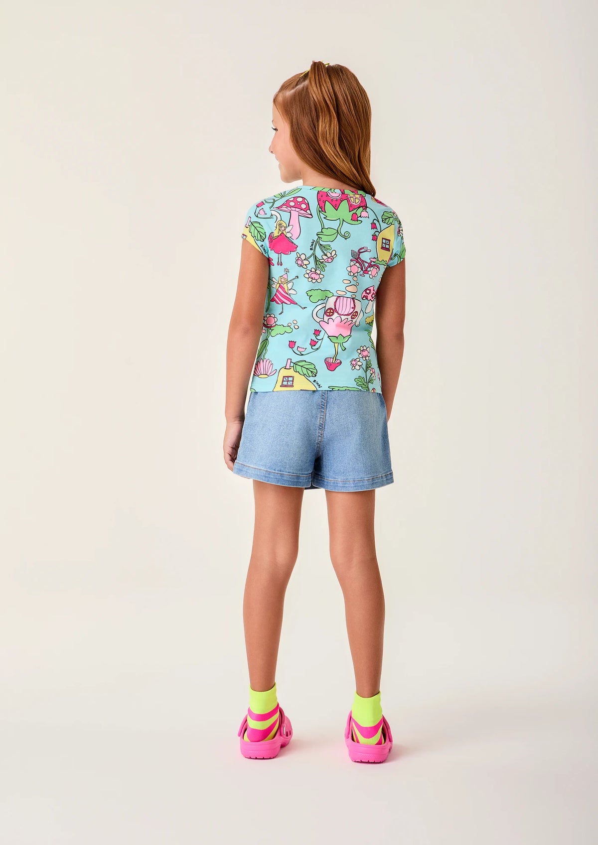 Blusa Infantil Menina Bimbi Azul Jardim das Fadas