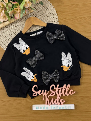 Casaco Infantil Momi Inverno Preto Daisy Lacinhos Disney