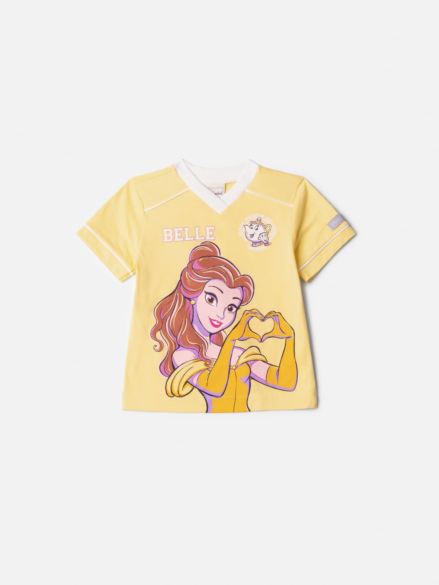 Blusa Infantil Animê Verão Amarela Princesa Bela Disney