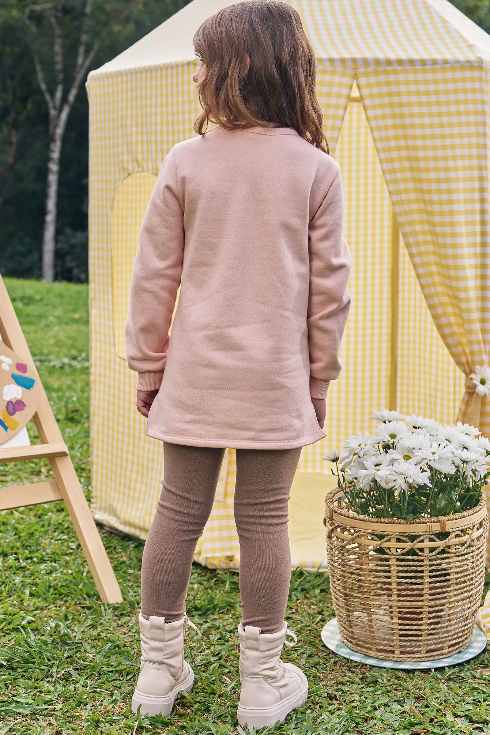Conjunto Infantil Kukiê Inverno com Calça Legging Marrom e Moletom Flanelado Ursinha Floricultura