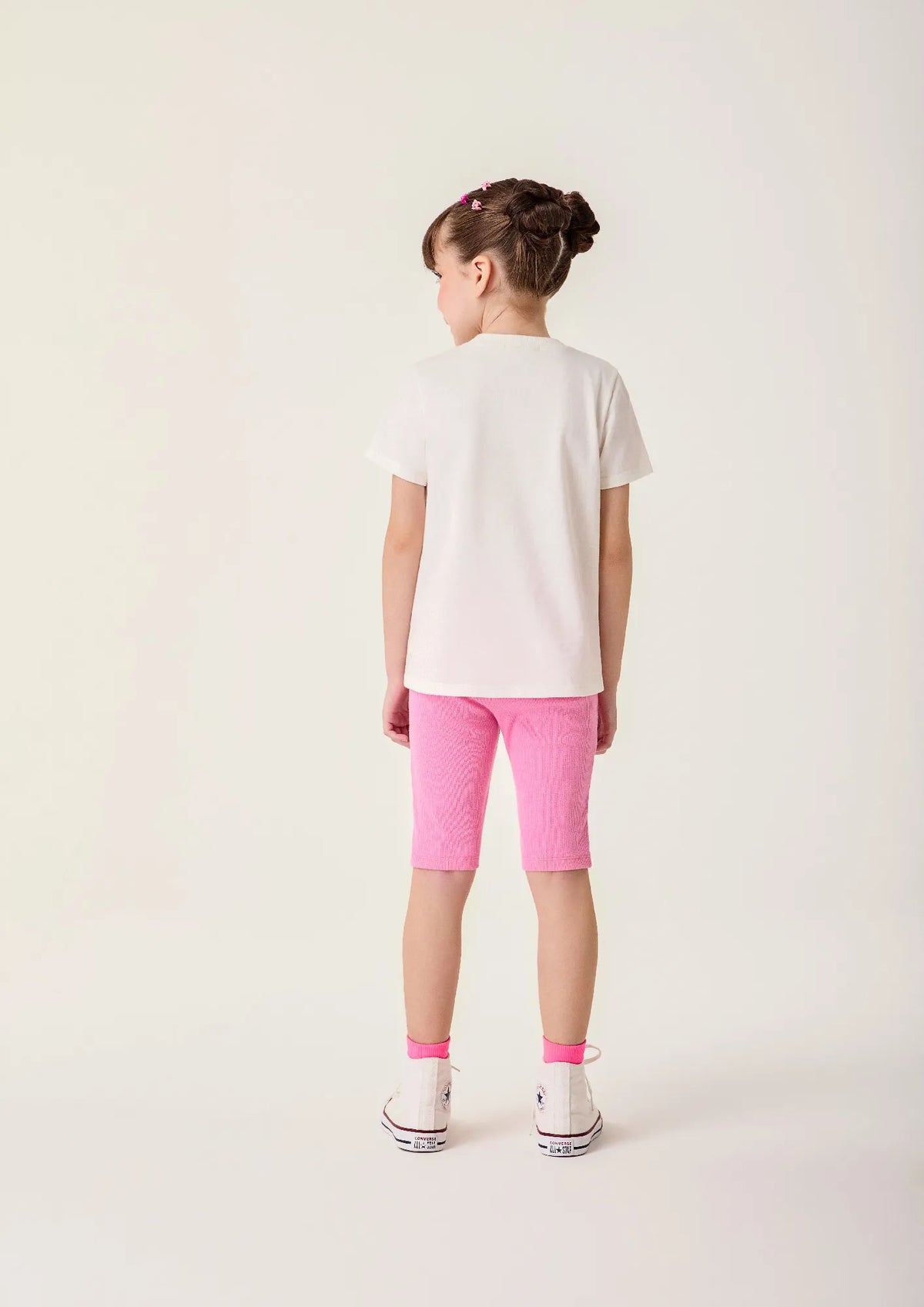 Conjunto Infantil Menina Bimbi Shorts Ciclista Rosa e Blusa Cachorrinha