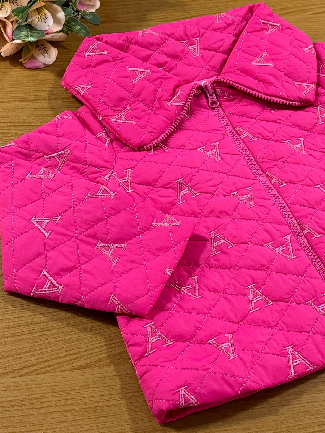 Jaqueta Infantil Animê Inverno Rosa Puffer