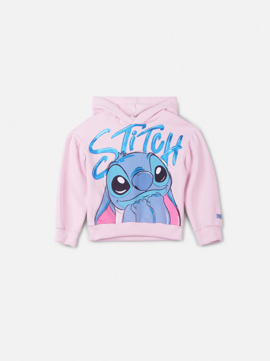 Moletom Infantil Animê Inverno Rosa Flanelado Stitch Disney