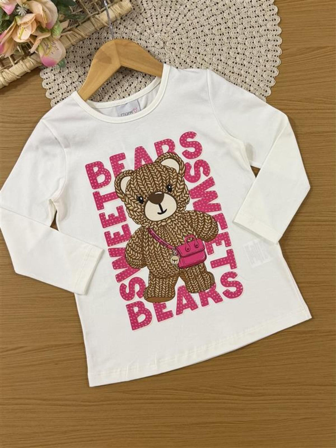 Conjunto Infantil Momi Inverno com Calça Legging Rosa e Blusa Manga Longa Ursinha Sweet