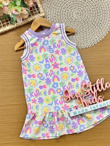 Vestido Infantil Kukiê Off White Verão Flores