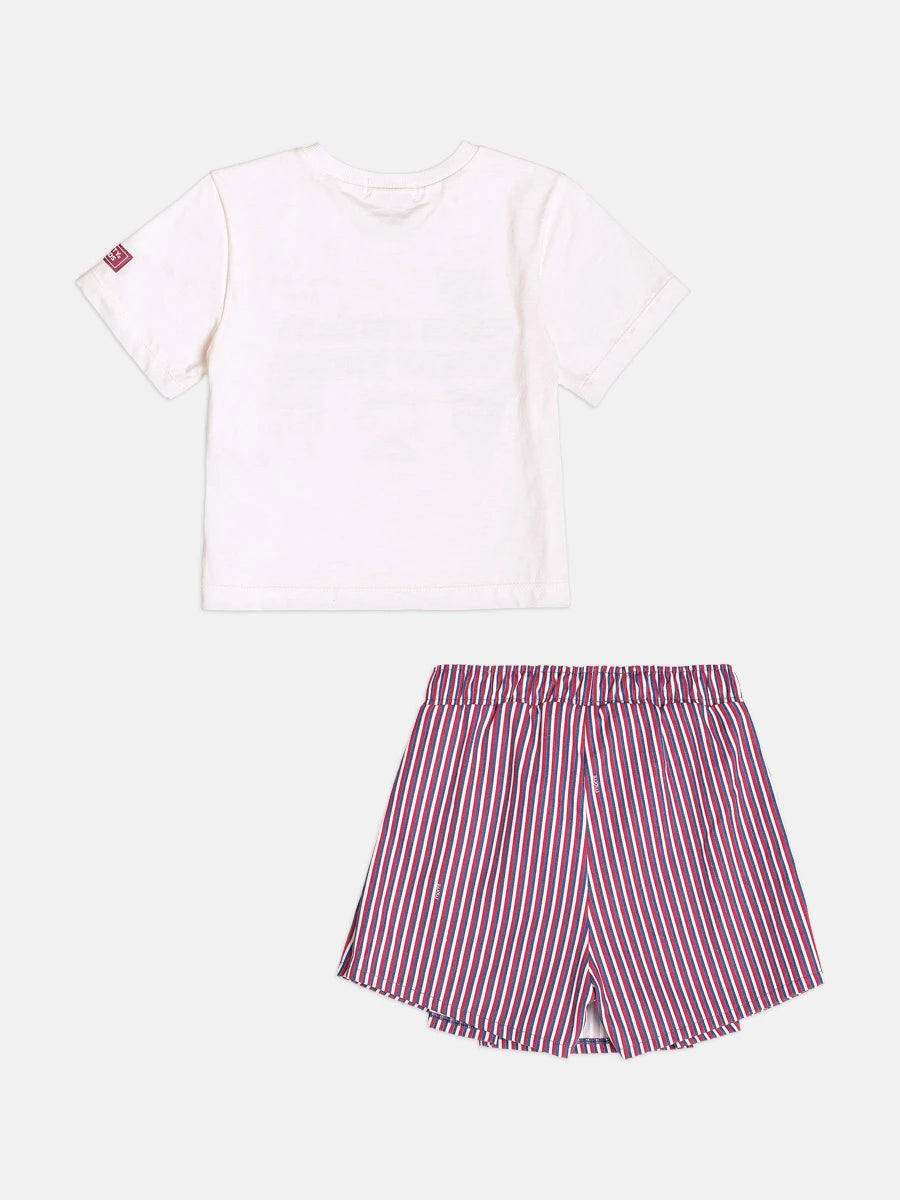 Conjunto Infantil Momi Inverno com Shorts Saia Listrado e Blusa Manga Curta Hello Kitty Good Friends