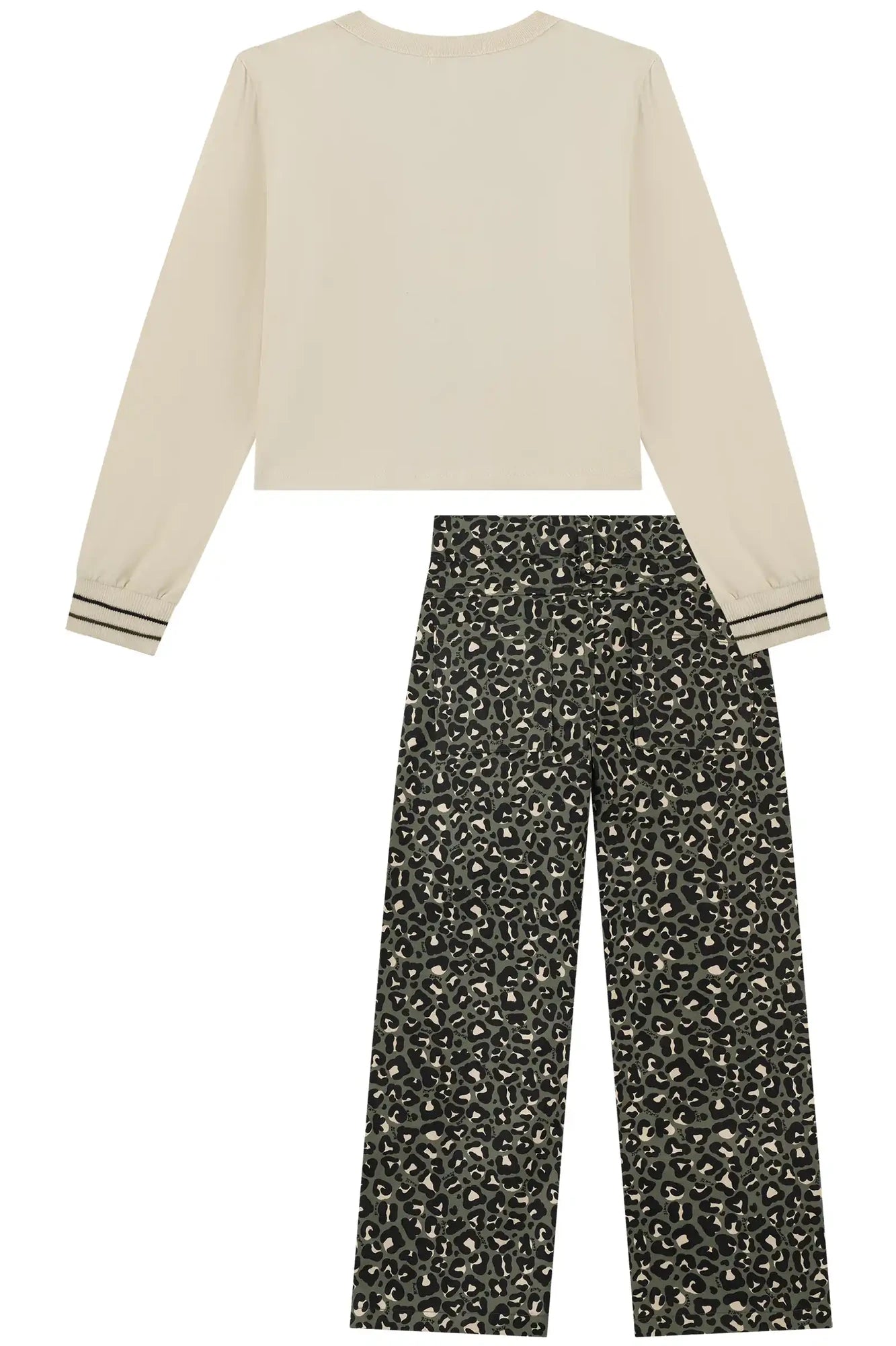 Conjunto Infantil Kukiê Inverno com Calça Verde Camuflada e Blusa Manga Longa Ursinha Safari