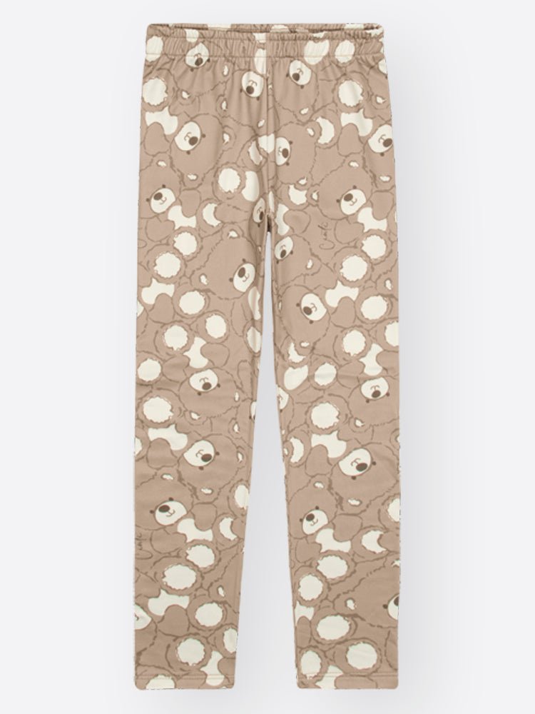 Calça Legging Infantil Térmica Cinti Inverno Bege Ursinhos