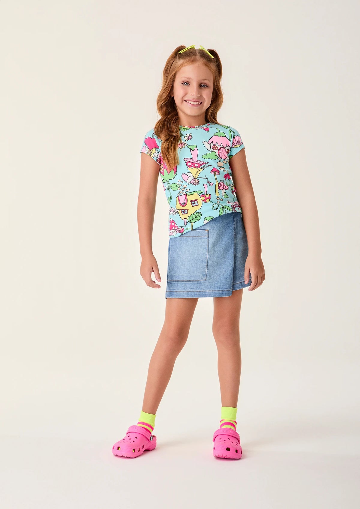Blusa Infantil Menina Bimbi Azul Jardim das Fadas