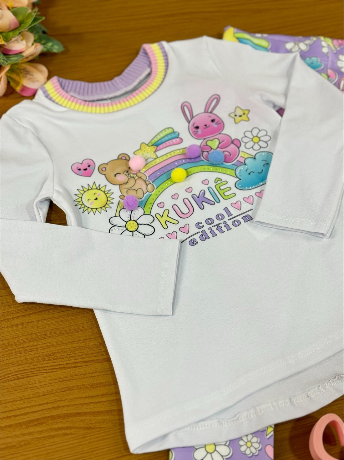 Conjunto Infantil Kukie Inverno Calça e Blusa Arco-Íris