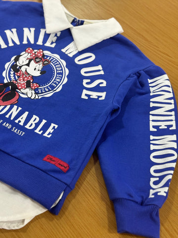 Moletom Infantil Animê Inverno Sem Flanela Minnie Azul Disney